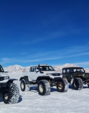 Off-road vehicles on mountain terrain